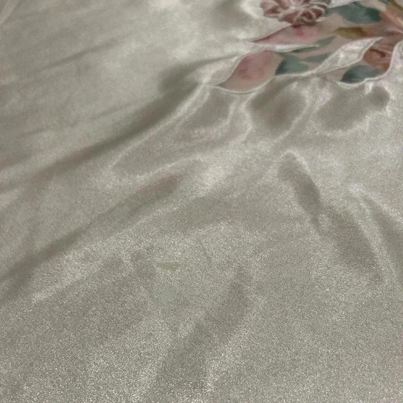 Vintage Val Mode Lingerie Ivory Satin Floral Sleeveless Slip Chemise Size L - Picture 2 of 7